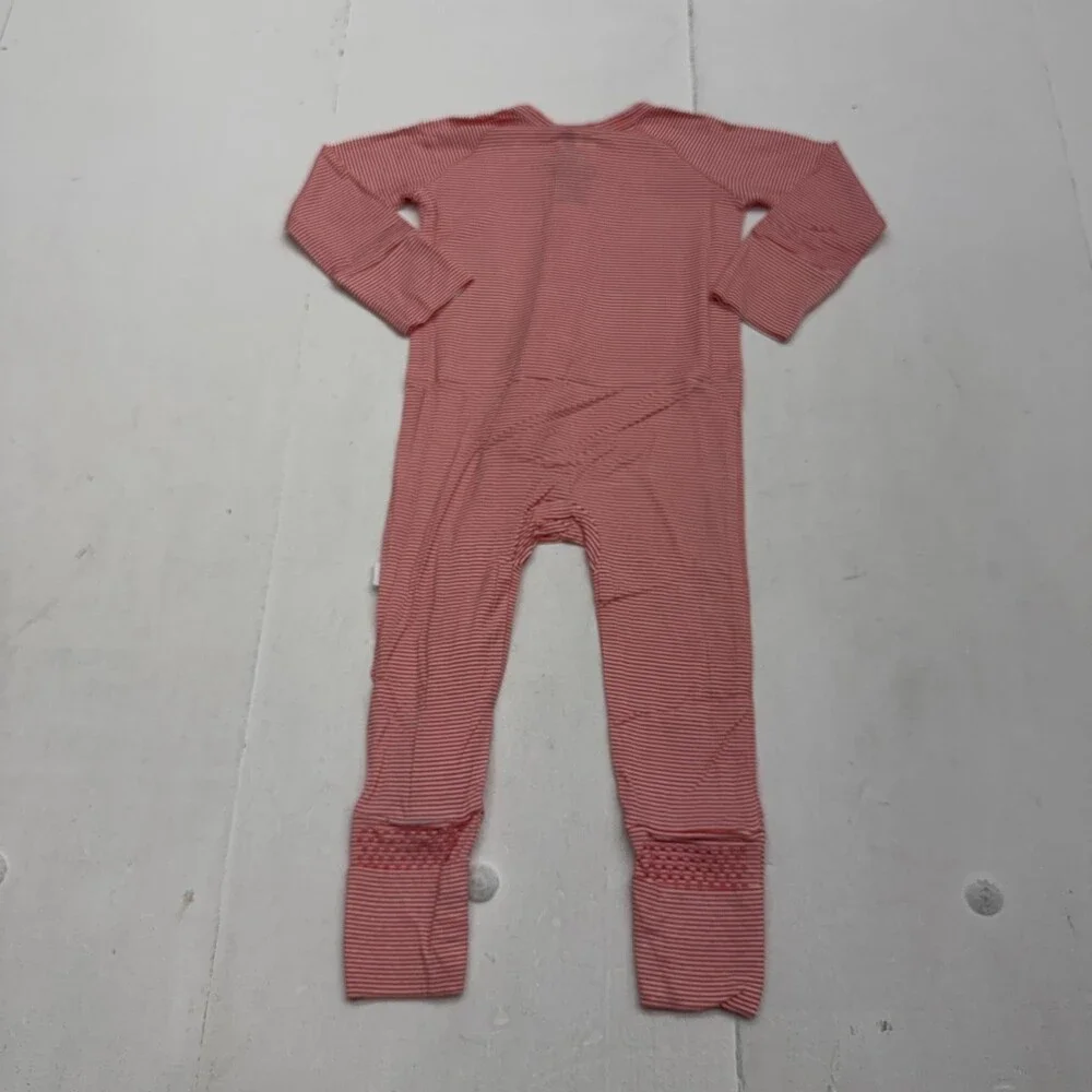 The Uptown Baby Sleeper Baby Girls 6-12M Red Stripe Bamboo Zip One Piece Pajamas